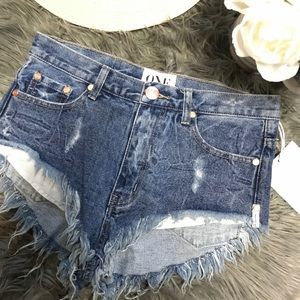 One Teaspoon Wolf Blue Roller Cut Off shorts